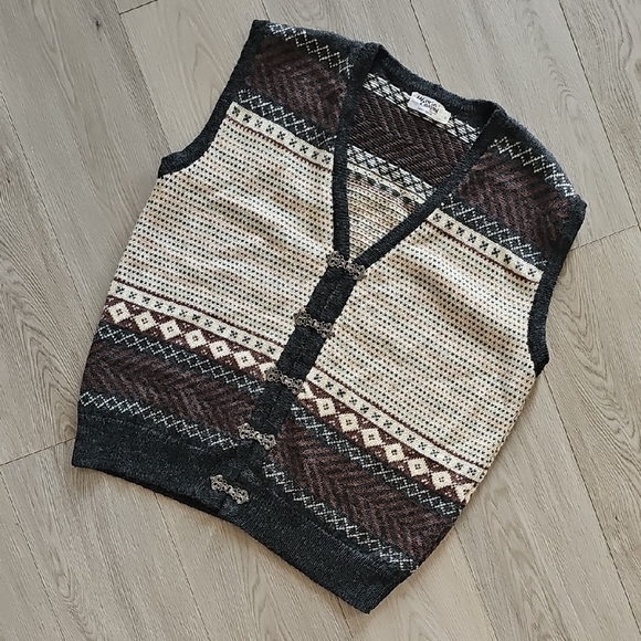 Maria Lammi Merino Wool Handmade Finnish Knit Sweater Vest, XL - Picture 1 of 14
